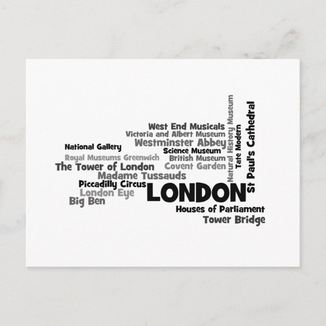 Postal Arte de texto "Londres" (Anverso)