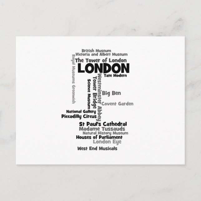 Postal Arte de texto "Londres" (Anverso)
