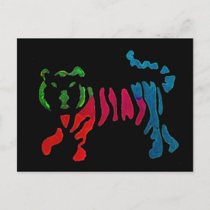 Postal Arte de tigre de rayas arcoiris