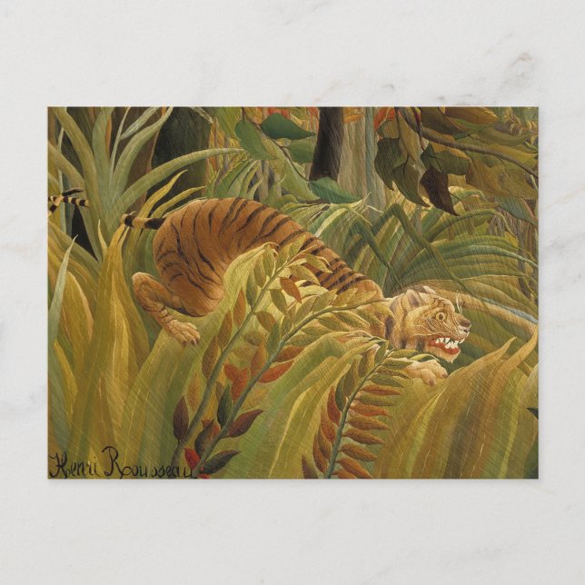 Postal Arte de tigre tropical de la selva de Rousseau (Anverso)