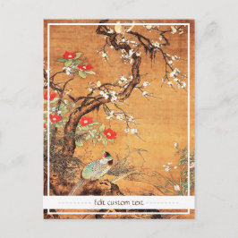Postal Arte de tinta china oriental faisán y camélica