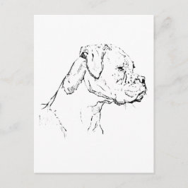 Postal Arte de Tinta de Perro Boxer – Dibujo de Línea Min