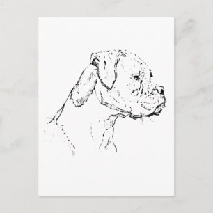 Postal Arte de Tinta de Perro Boxer – Dibujo de Línea Min