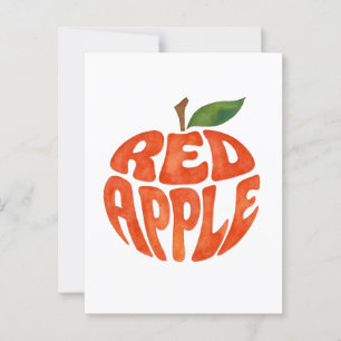 Postal Arte de tipografía de Apple rojo, Apple
