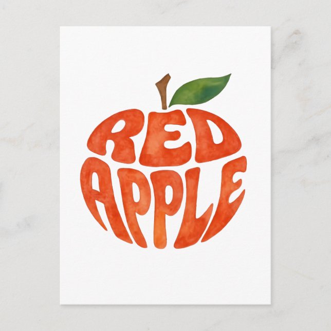 Postal Arte de tipografía de Apple rojo, Apple (Anverso)