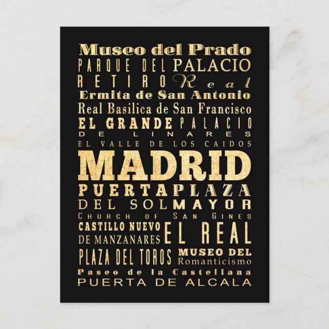Postal Arte de tipografía de Madrid (Anverso)