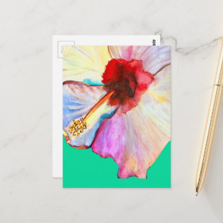 Postal Arte de tulipanes color agua rosa