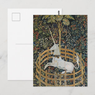 Postal Arte de Unicornio Medieval Antiguo en Captividad