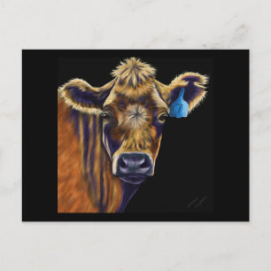 Postal Arte de vaca - Número siete afortunado