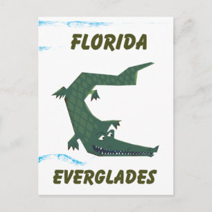 Postal Arte de vacaciones en Florida Everglades Alligator
