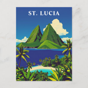 Postal Arte de viaje a la isla caribeña de Santa Lucía