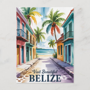 Postal Arte de viaje acuarela vintage de Belice