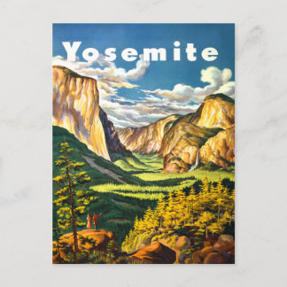 Postal Arte de viaje al Parque Nacional Yosemite