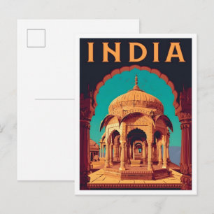 Postal Arte de Viaje Antiguo de la India