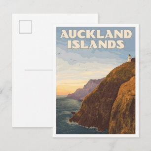 Postal Arte de Viaje Antiguo de las Islas Auckland