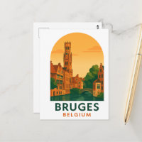 Arte de viaje de Brujas vintage Bélgica – Europa r