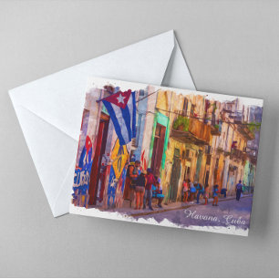 Postal Arte de viaje de escena callejera en acuarela de L
