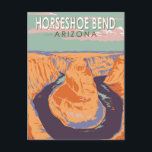Postal Arte de viaje de Horseshoe Bend Vintage<br><div class="desc">Diseño de arte vectorial de Horseshoe Bend Río Colorado.</div>