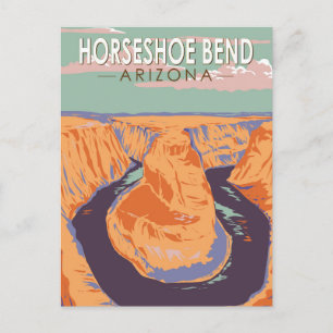 Postal Arte de viaje de Horseshoe Bend Vintage