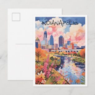 Postal Arte de viaje de Indianápolis Indiana 