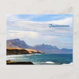 Postal Arte de viaje de la costa oceánica de Fuerteventur