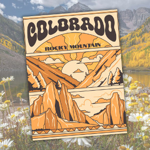 Postal Arte de viaje de las Montañas Rocosas de Colorado