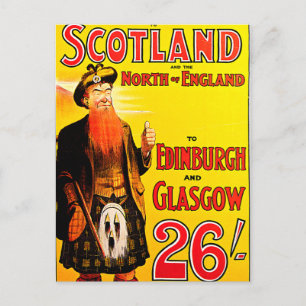 Postal Arte de viaje de Midland Railland Scotland Bagpipe