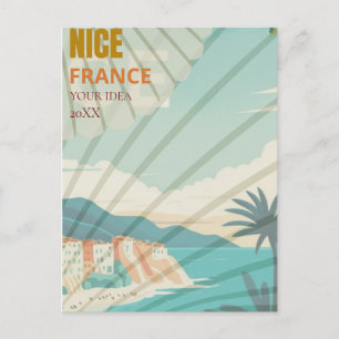 Postal Arte de viaje de Niza Impresión de viaje de Niza F