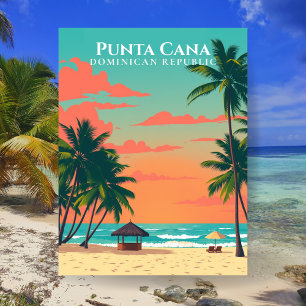 Postal Arte de viaje de playa en Punta Cana República Dom