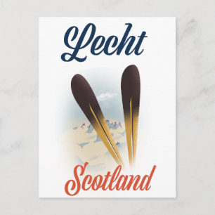 Postal Arte de viaje de póster de esquí Lecht Escocia