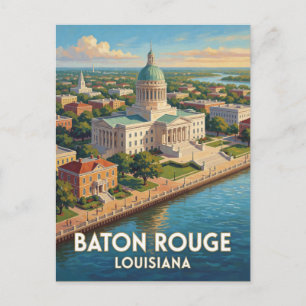 Postal Arte de viaje del frente del río Baton Rouge Louis