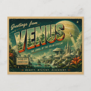 Postal Arte de viaje espacial de luna congelada vintage