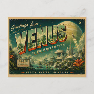 Postal Arte de viaje espacial de luna congelada vintage