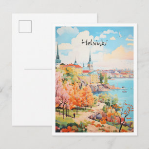 Postal Arte de viaje Helsinki Finlandia