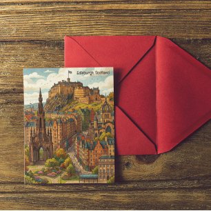 Postal Arte de viaje histórico de Edimburgo Escocia Vinta
