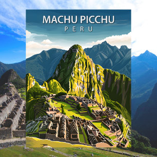 Postal Arte de viaje Inca de Machu Picchu vintage