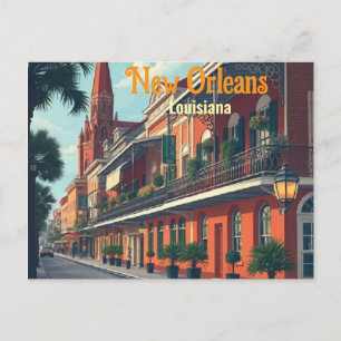 Postal Arte de viaje personalizado de Nueva Orleans Luisi