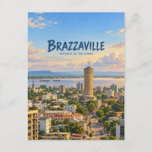 Postal Arte de viaje pictórico de Brazzaville