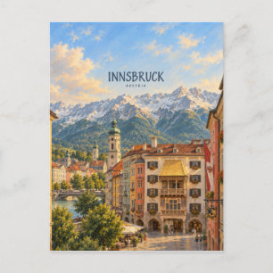 Postal Arte de viaje pictórico de Innsbruck