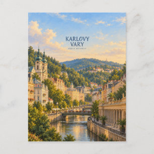 Postal Arte de viaje pictórico de Karlovy Vary