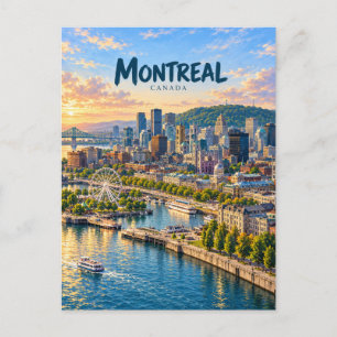 Postal Arte de viaje pictórico de Montreal