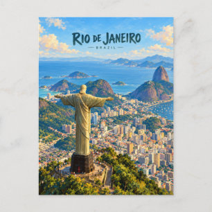 Postal Arte de viaje pictórico de Río de Janeiro