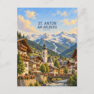 Postal Arte de viaje pictórico de St. Anton am Arlberg
