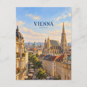 Postal Arte de viaje pictórico de Viena