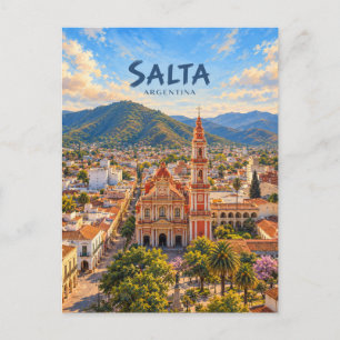 Postal Arte de viaje pintado de Salta