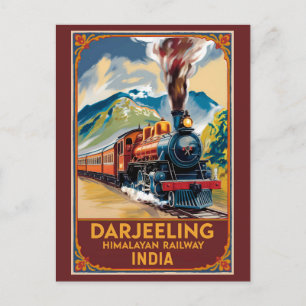 Postal Arte de viaje pintoresco de Darjeeling India Trene