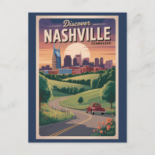 Postal Arte de viaje por carretera del sur de Nashville T