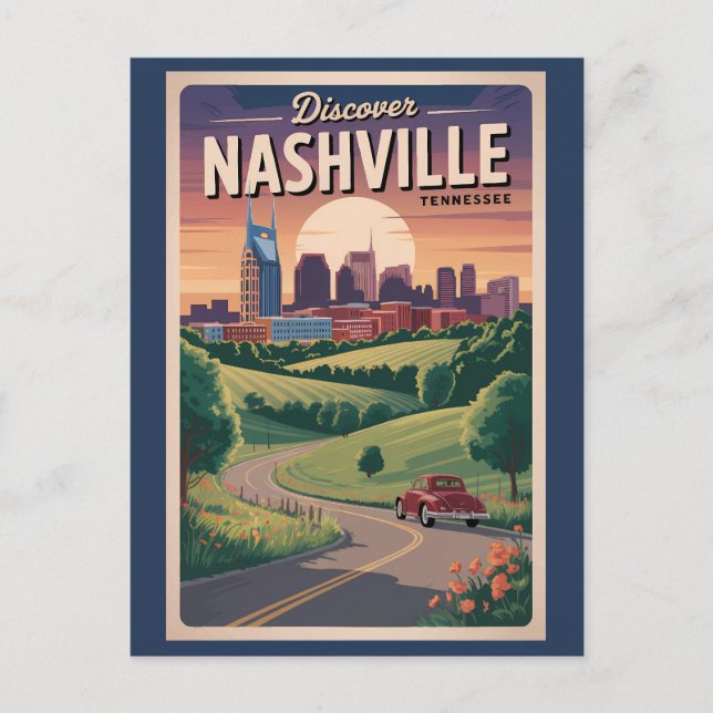 Postal Arte de viaje por carretera del sur de Nashville T (Anverso)