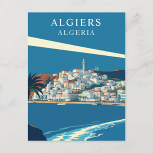 Postal Arte de viaje retro de Argel, Argelia