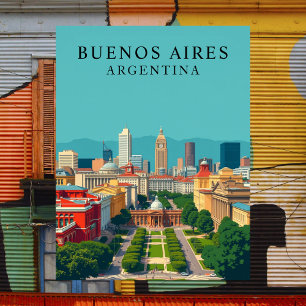 Postal Arte de viaje retro de Buenos Aires, Argentina